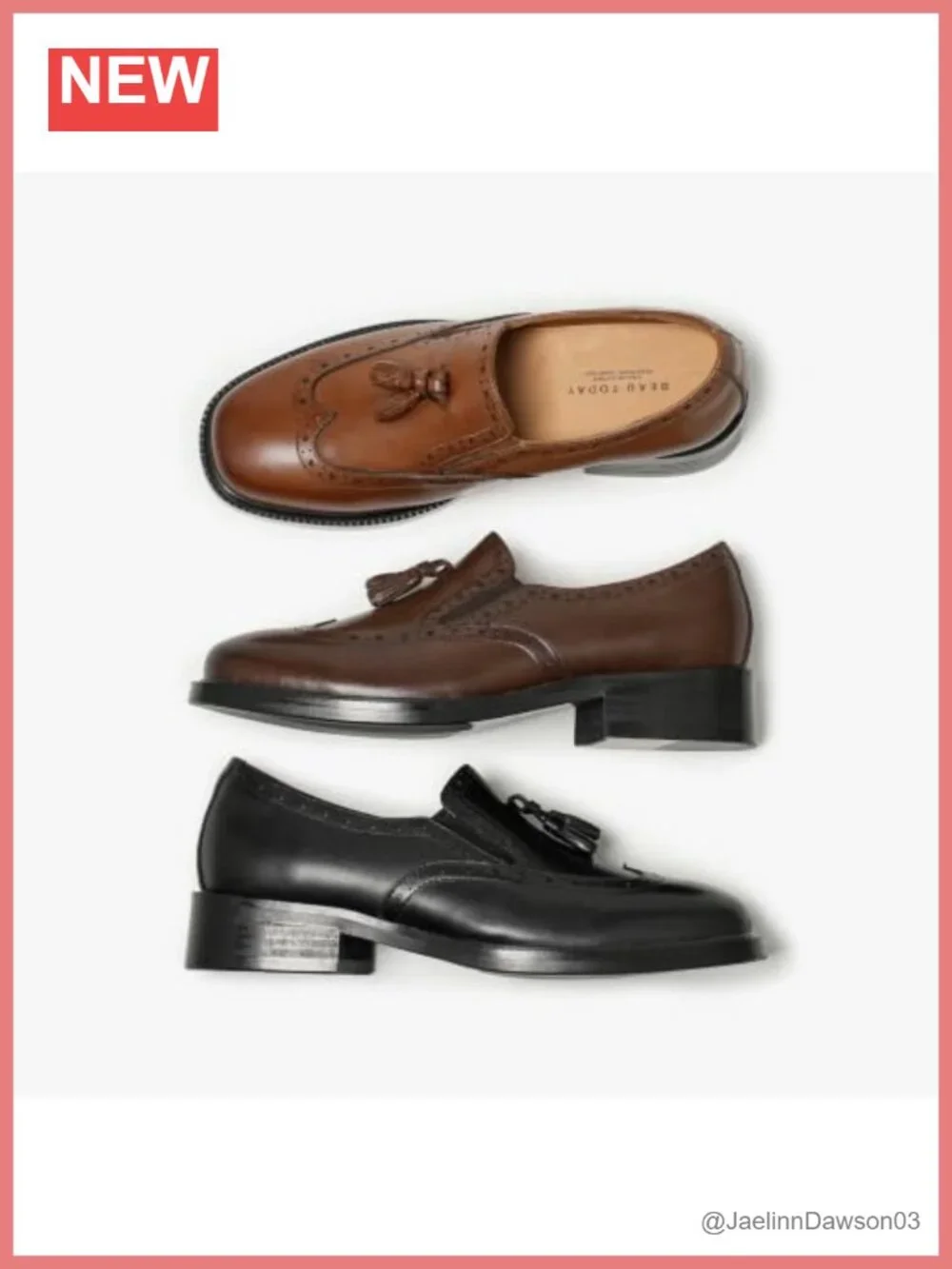 Women's Leather Tassel Loafers Brogue Wingtip Slip On Shoes Low Block Heel